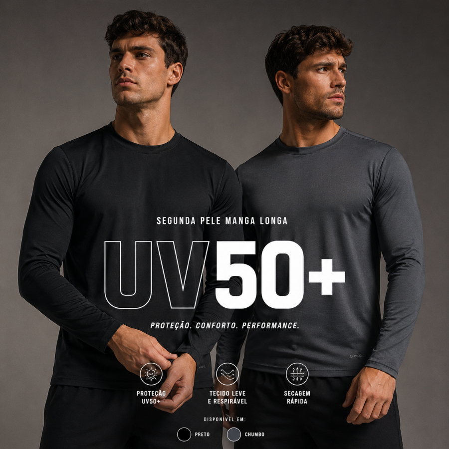 Kit 2 Blusa Térmica Plus Size Proteção Uv 50+ Segunda Pele Microfibra P ao G4