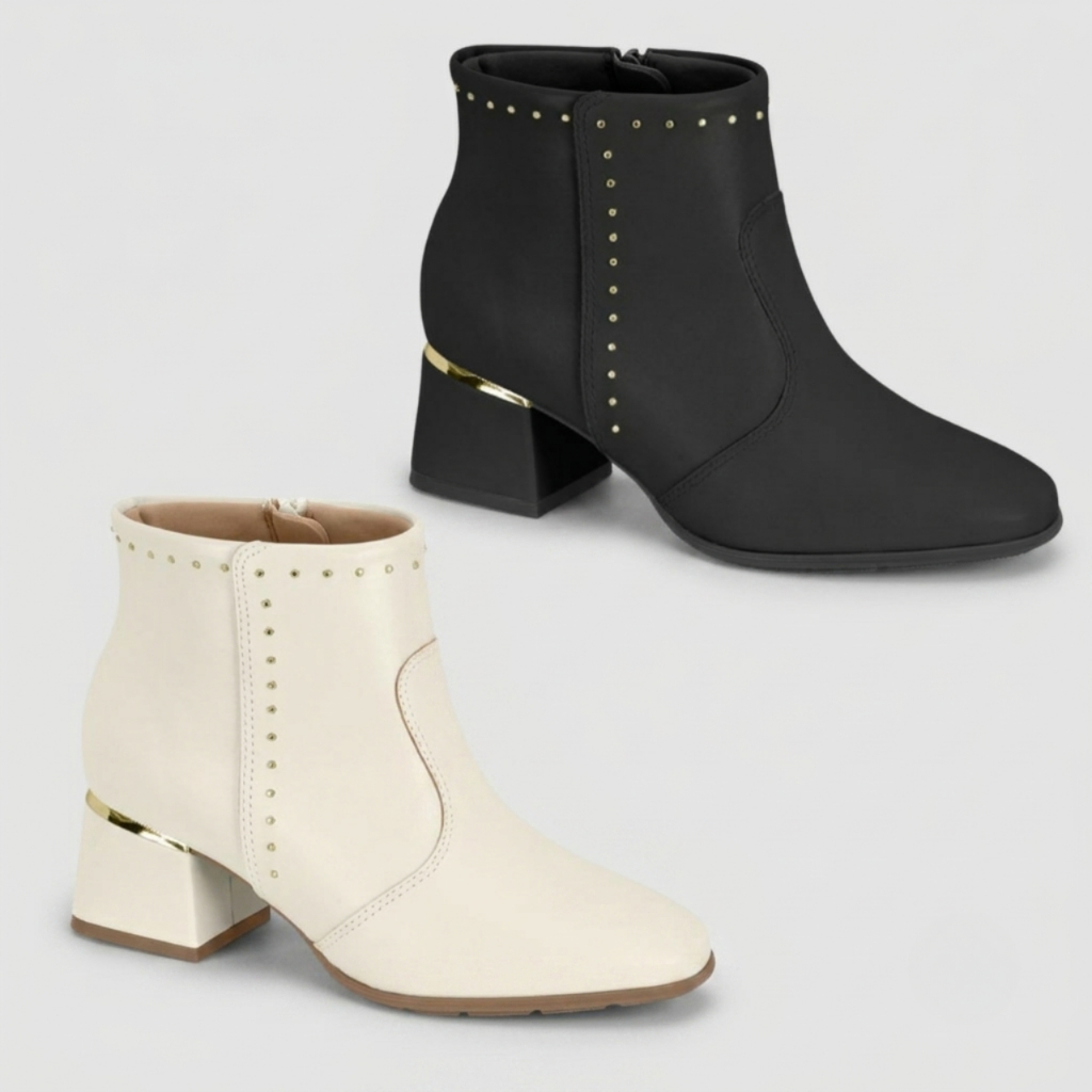 Bota Feminina Modare Ultra Conforto Salto Bloco Tachas Original