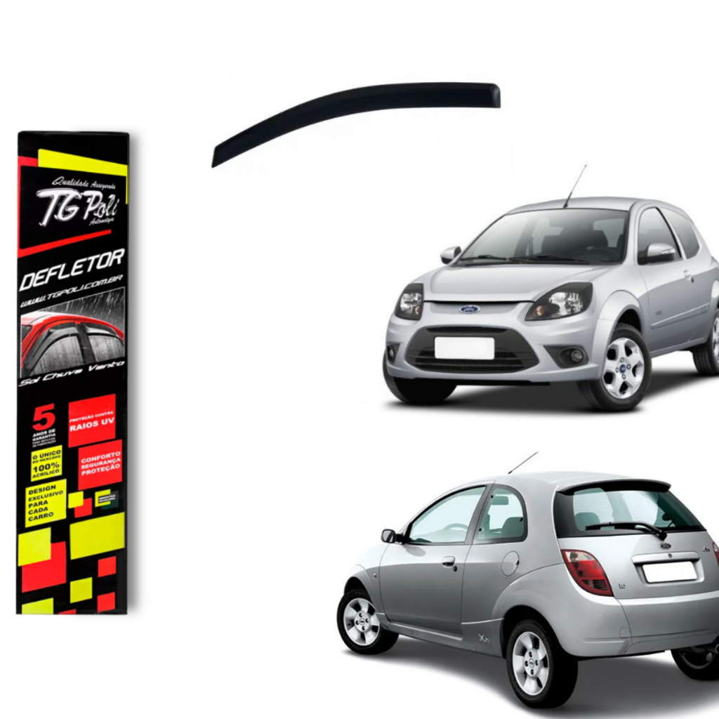 Calha de Chuva Ford Ka 1997 a 2013 4 Portas TG Poli Defletor 2 Portas Protetor Janelas Fumê