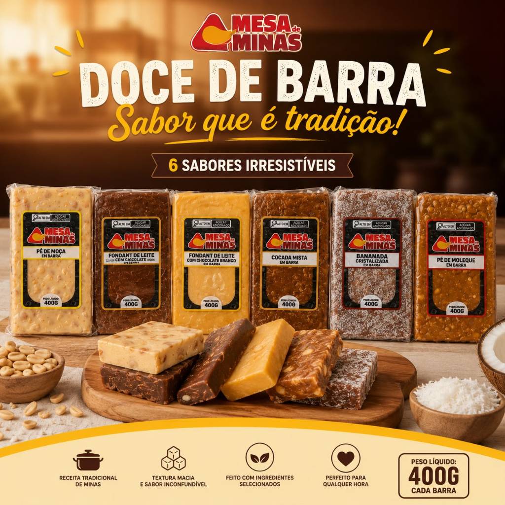kit 12 Doce de Leite em Barra Mesa de Minas 400g