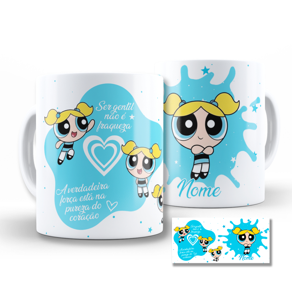 Caneca Meninas Superpoderosas Frases Florzinha Lindinha Docinho com Nome — imagem 2 de 2
