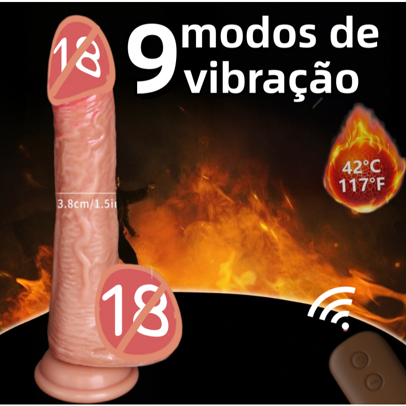 Pênis Dildo Realístico Vai Vem Vibração Consolo Vai Vem Textura realista Aquecimento