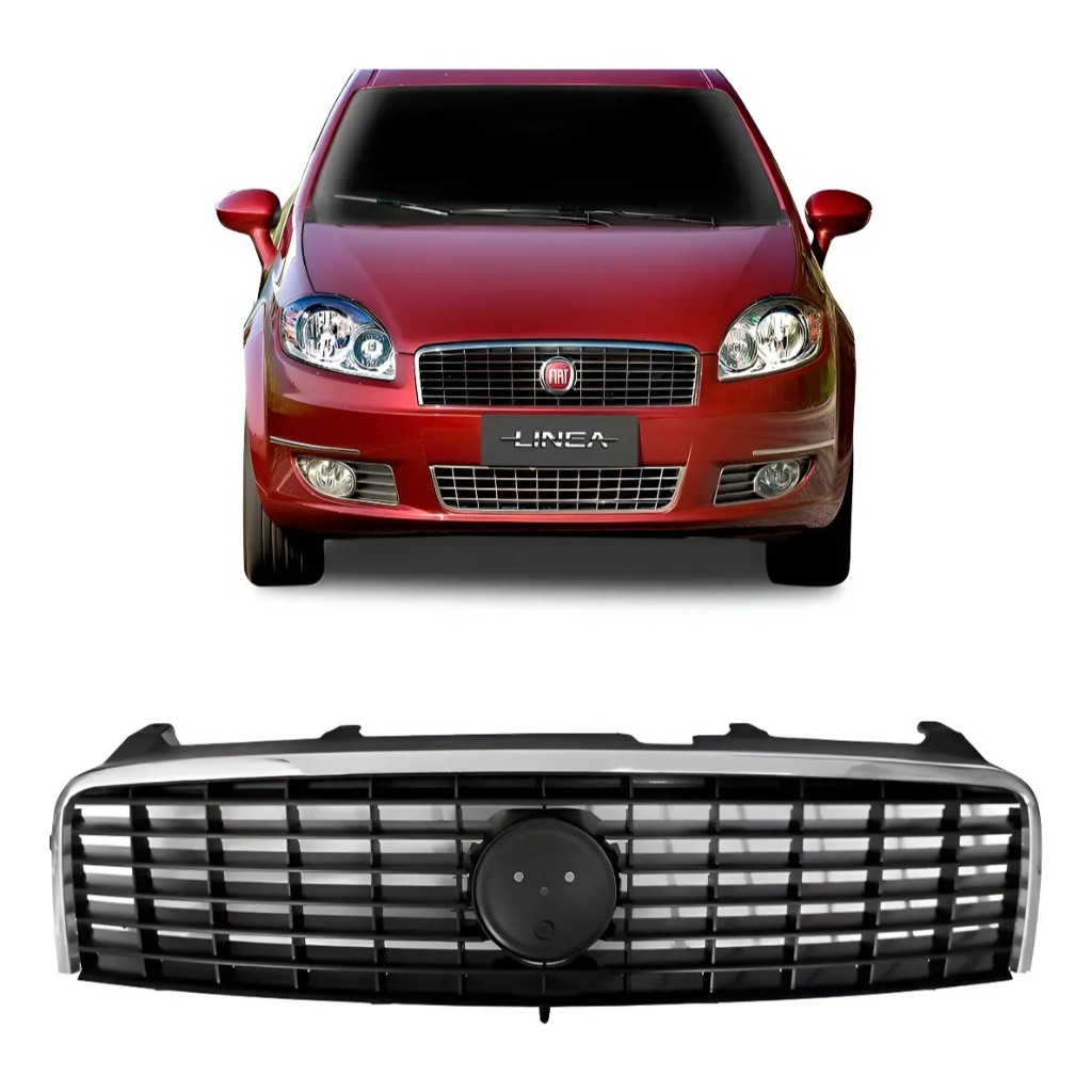 Grade Radiador Fiat Linea Preta c/ Friso Cromado 2009 A 2014