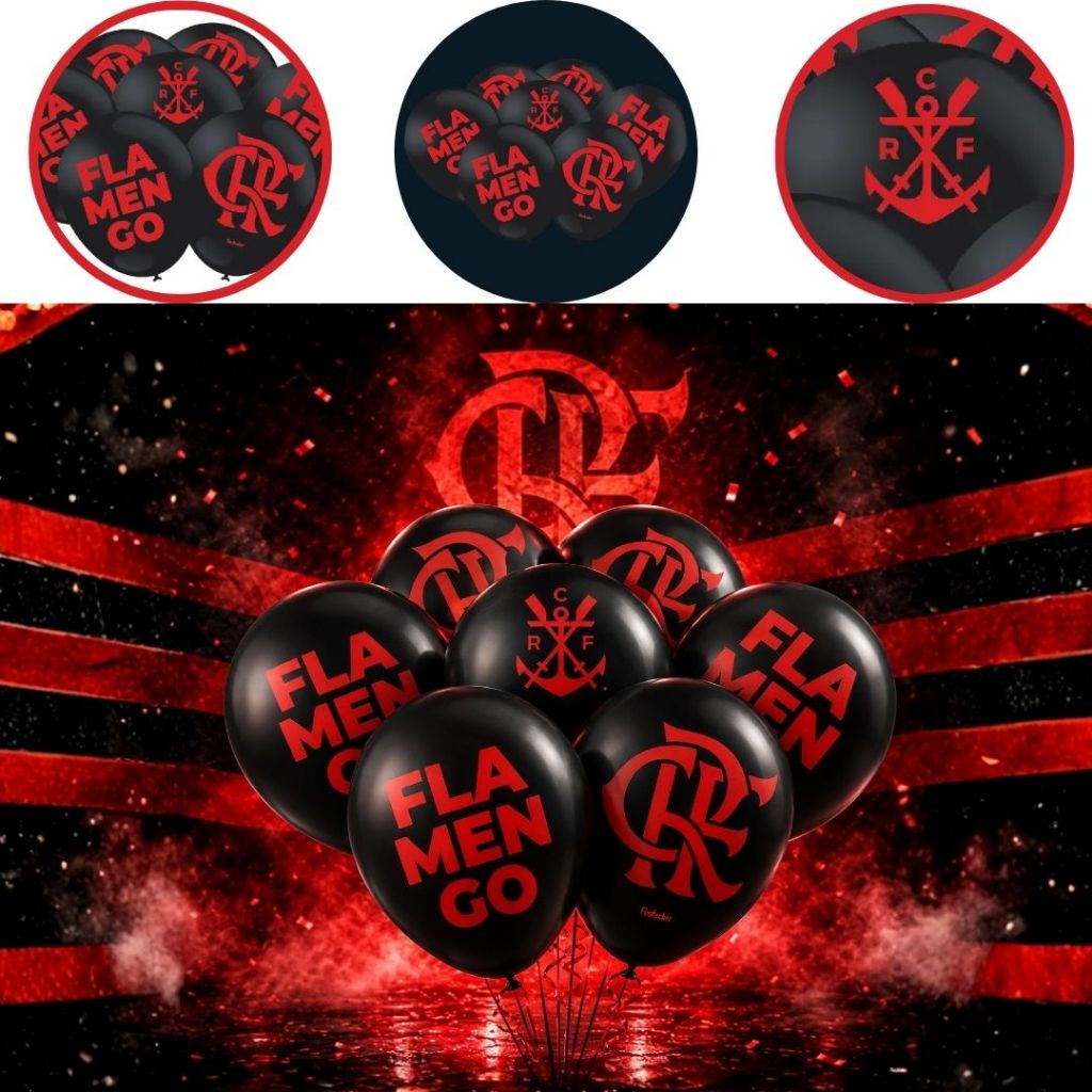 75 BALAO FUTEBOL FLAMENGO PRETO OFICIAL n°9 FESTCOLOR LICENCIADO (CHOCO)