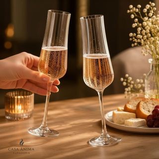 Jogo Taças de Champanhe Espumante Cristal Bohemia Conjunto 2 Peças Taça Iduna Mesa Posta Celebrarção Taça Festa