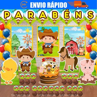 Kit festas Fazendinha Menino, Animais Só um Bolinho decoração de festa, festa em casa, aniversário, Mêsversário