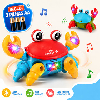 Caranguejo Fujão Brinquedo Dançarino Musical Som Luz Movimento Interativo Infantil Bebê Diversão