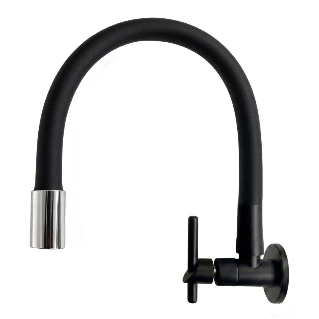 Torneira Gourmet Metal Parede Slim 1/4 Volta Preta 5/8