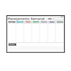 Planner Semanal Parede 60x40cm Planejador Organizador de Rotina Parede Não Fura