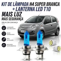 Lampada farol baixo / alto + brinde lanterna QQ 2011 até 2016