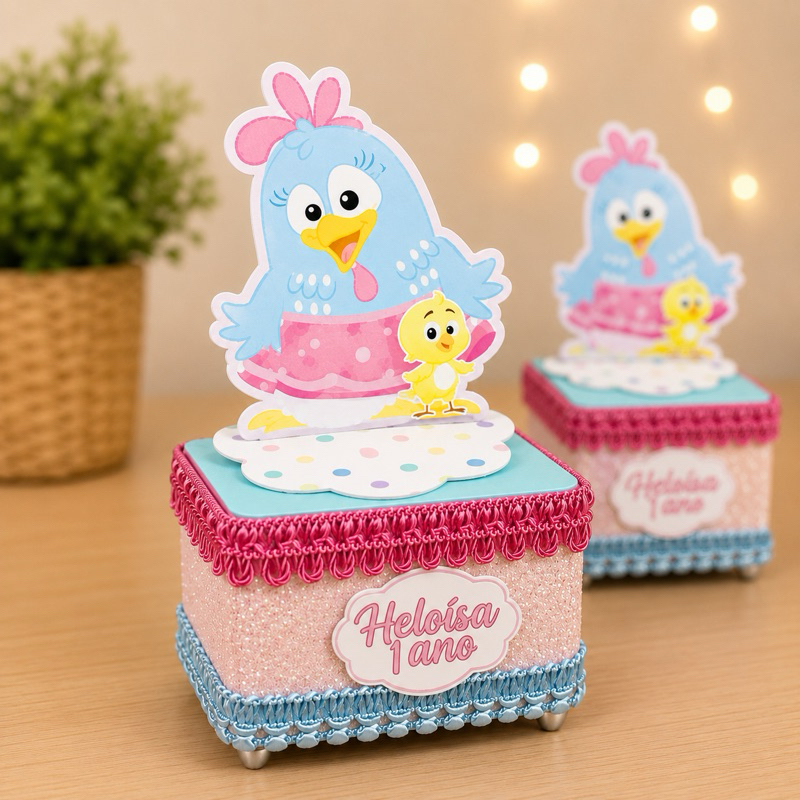 Caixinha Acrílica 5x5 Personalizada | Galinha pintadinha ou Qualquer Tema | Lembrancinha Festa Infantil | Kit 10, 20