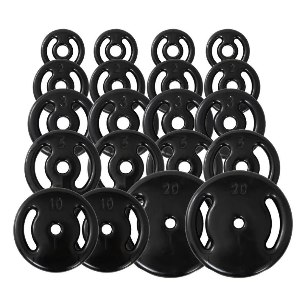 Anilhas 20kg Diversificadas Emborrachadas Furo 31mm Kit Completo de Musculação