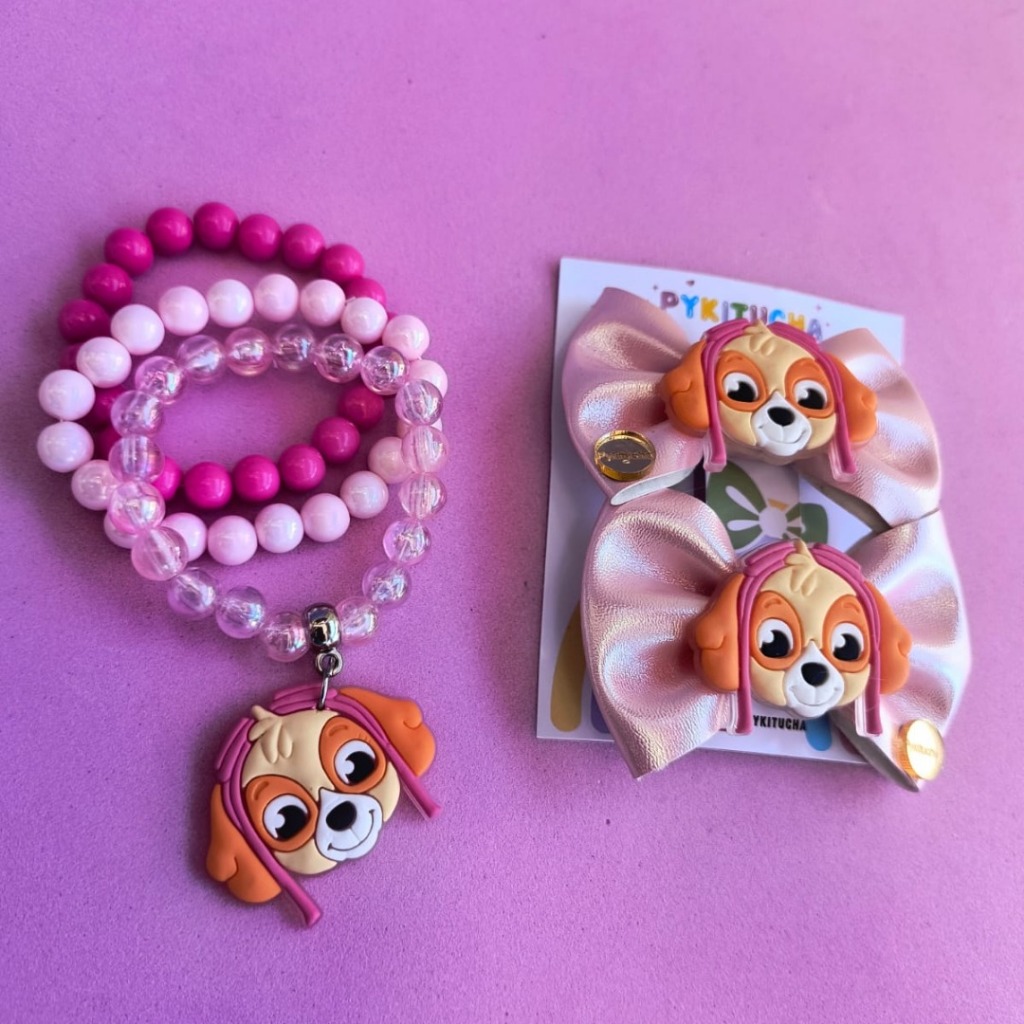 Parzinho de Laços de cabelo  pulseiras Skye - Patrulha Canina