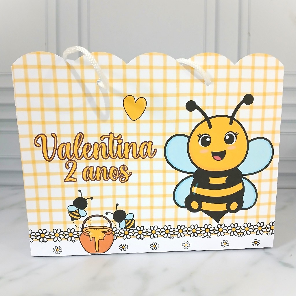 Sacolinha Abelhinha Personalizada PEGUE E MONTE Lembrancinha de Aniversário Festa Infantil
