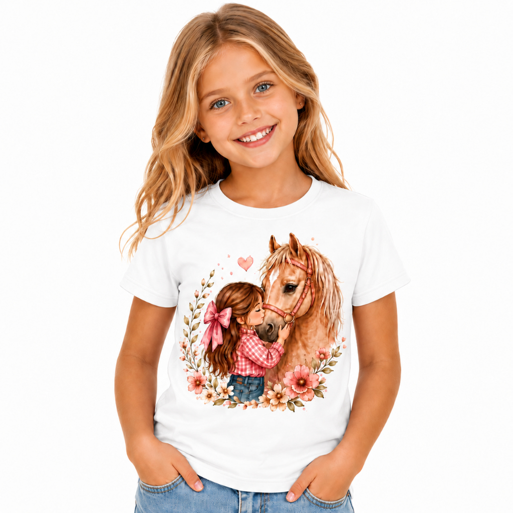 Camiseta Infantil Menina Cavalo Country Cowgirl 100% Algodão Presente Feminina Premium