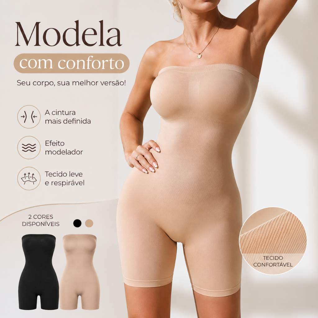 Body Modelador Invisível Levanta Bumbum Controle Cintura para Vestidos e Calças