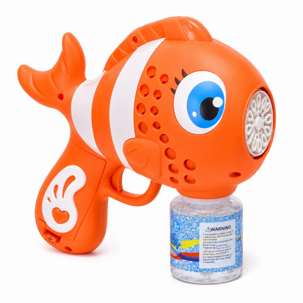 Lançador De Bolhas De Sabão Peixe com luz 10 furos - Castela