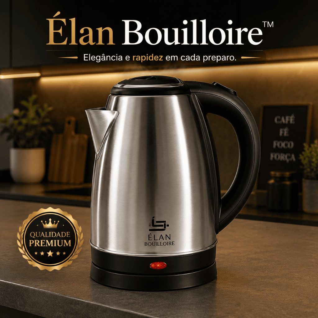 Chaleira Elétrica Inox 1,8L 220V Base Giratória 360° Desligamento Automático Rápido Aquecimento