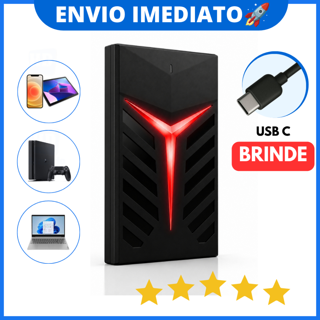 HD Externo 500GB USB C 3.1 Tipo SSD Portátil de Celular, Tablet, Notebook – Armazenamento Rápido
