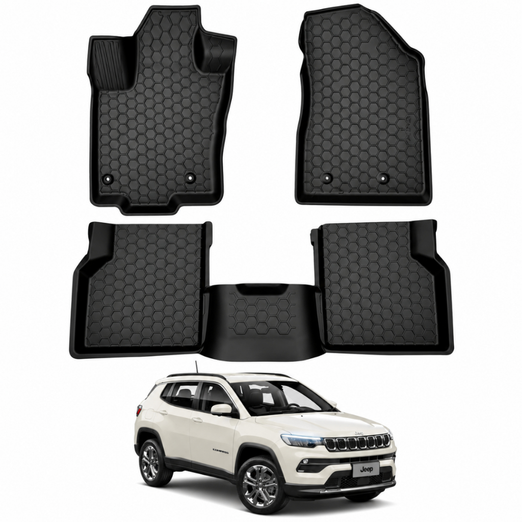 Tapete Bandeja Jeep Compass 5 Peças Tpe Flexível 2016 2017 2018 2019 2020 2021 2