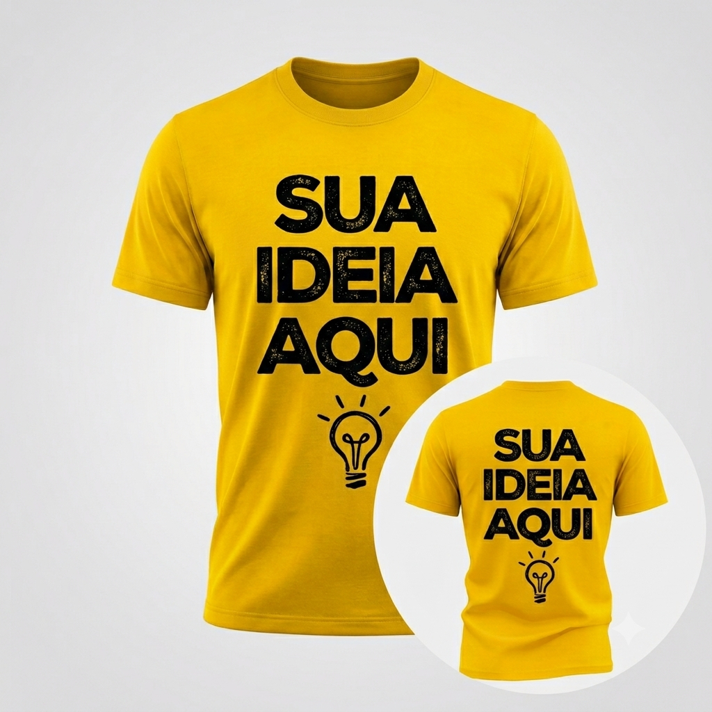 Camiseta Personalizada Amarela Unissex com sua arte logo ou estampa frente ou costas