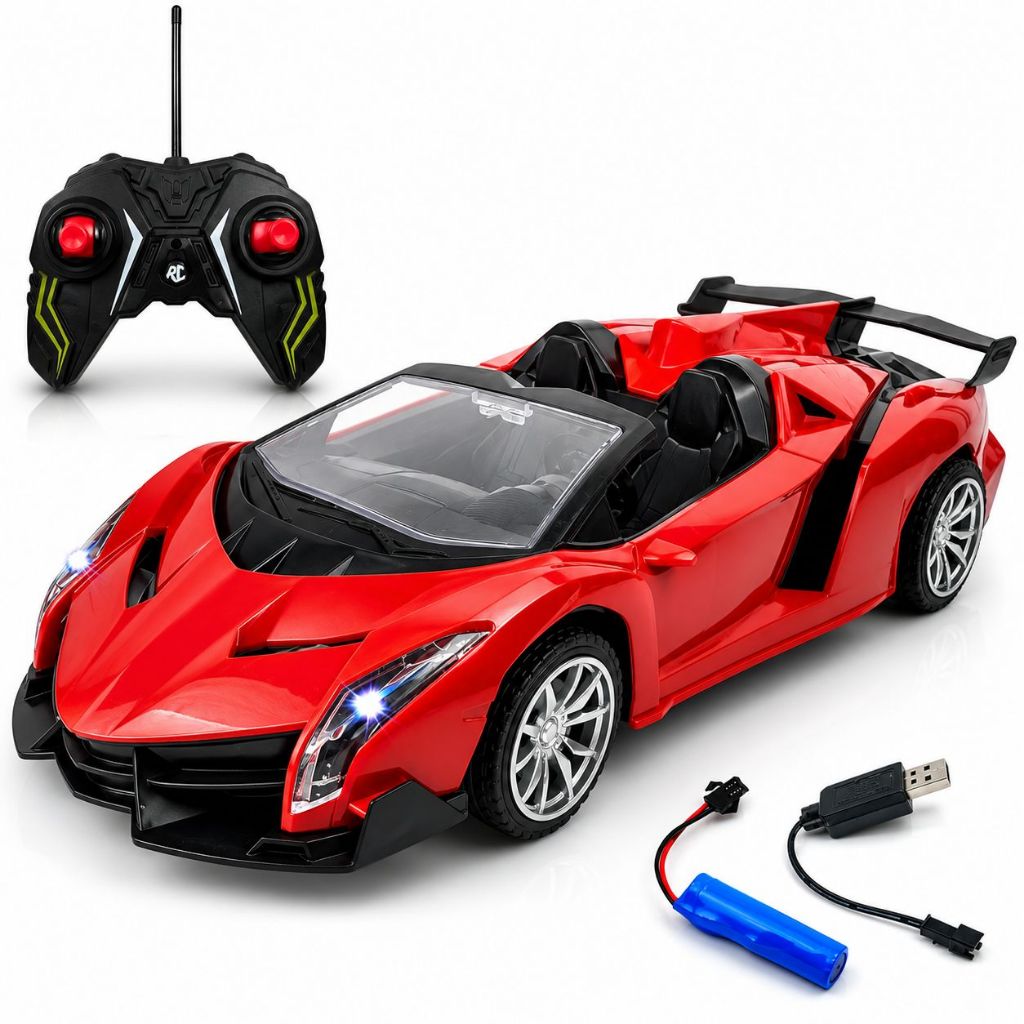 Carrinho De Controle Remoto Esportivo Recarregável Com Farol Led E Design Conversível De Alta Performance