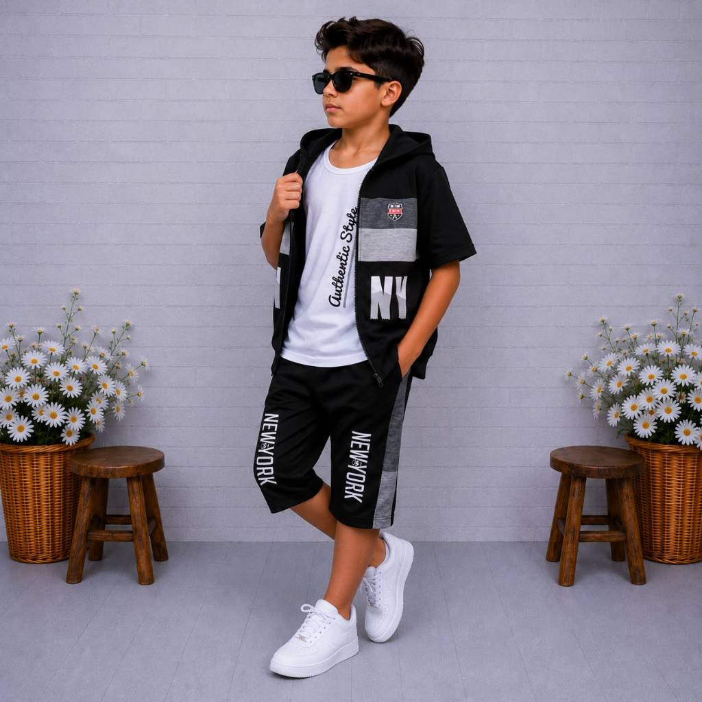 Conjunto 3 Peças Colete + Regata + Bermuda Menino Infantil Kit 3 Peças