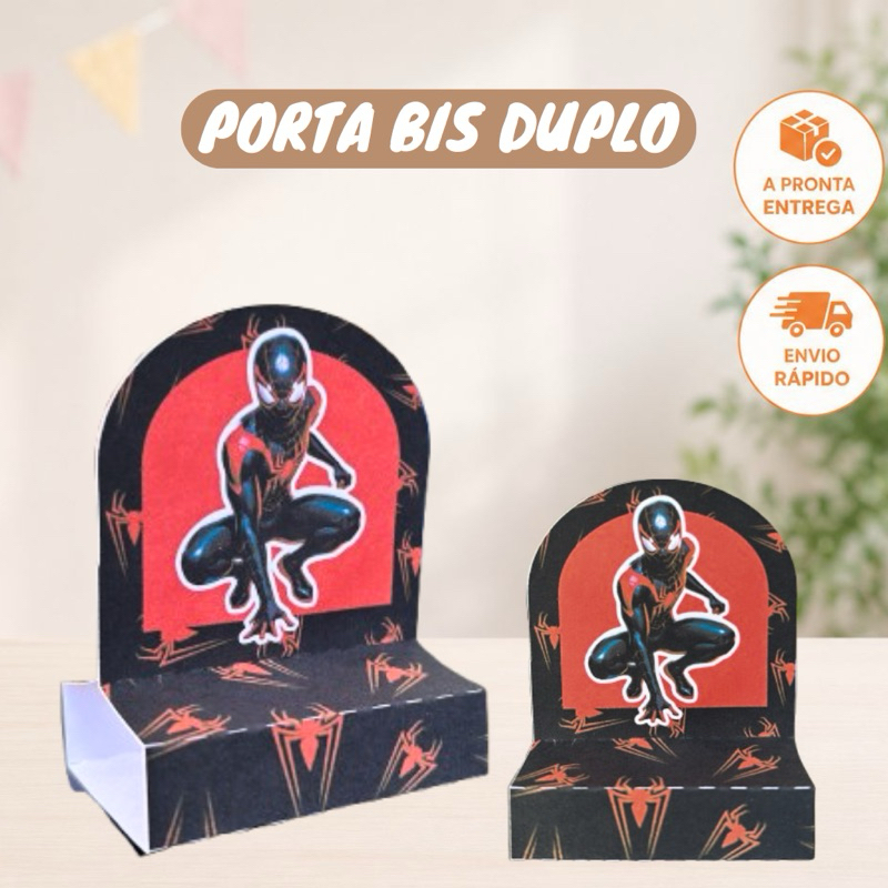 12 a 36 Porta BIS Duplo Homem Aranha Miles Morales Lembrancinha Decoração Aniversário Infantil Pegue e Monte