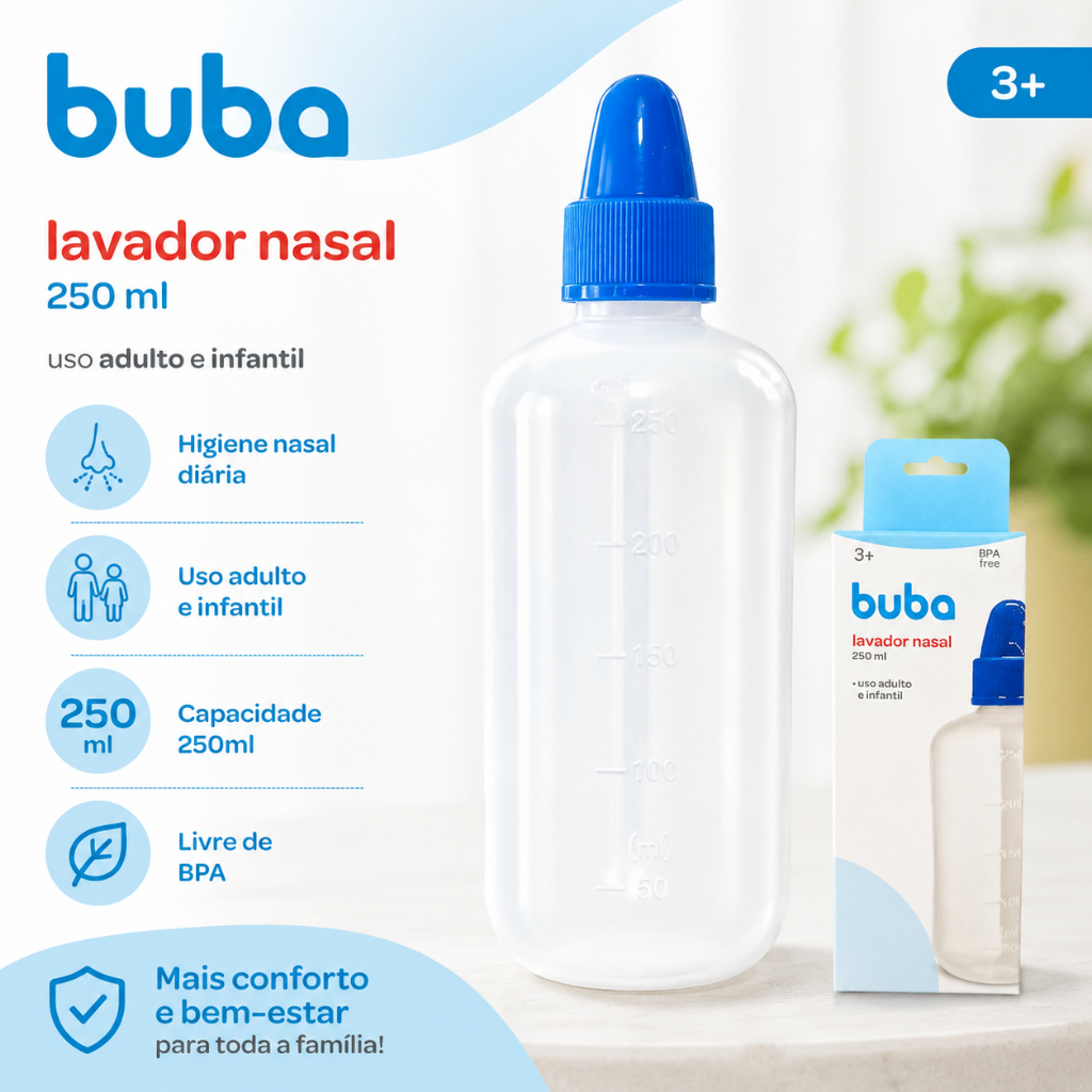 Lavador Nasal Buba 250ml Infantil e Adulto Alivio Sinusite