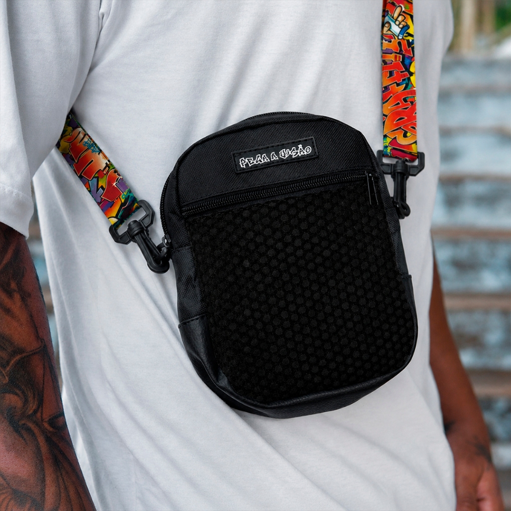 Shoulder Bag Transversal Mini Bag Basica Com Alca Regulagem Grande Preta