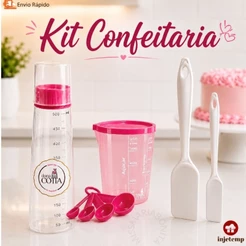 Kit Confeiteiro Regador para Bolo 500ml Copo Medidor 400ml Colheres Medidoras Espátulas