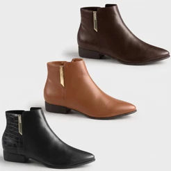 Bota Feminina Via Uno Cano Curto Bico Fino Detalhe Dourado