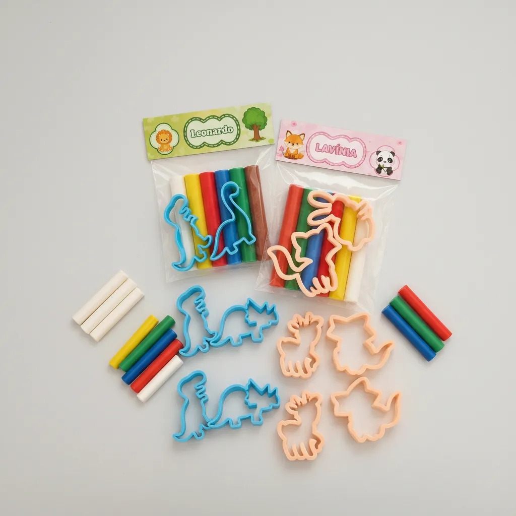 Massinha de Modelar + 2 Moldes/Forminhas Personalizadas em Impressão 3D/Lembrancinha Infantil/ Kit Infantil