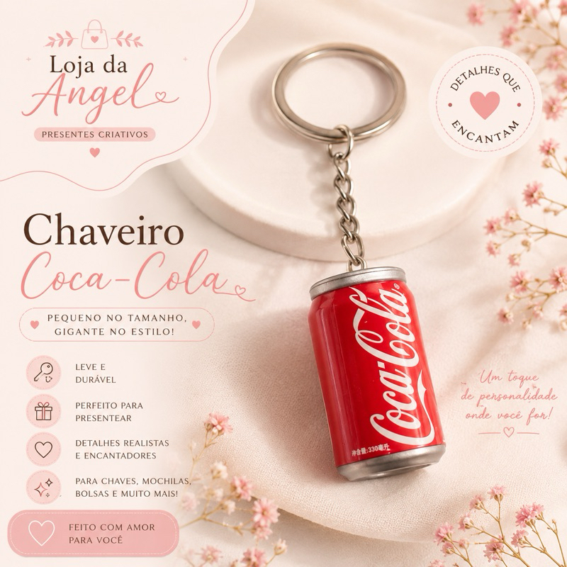 Chaveiro Mini Lata Refrigerante Estilo Coca-Cola Criativo Fofo Presente Colecionável