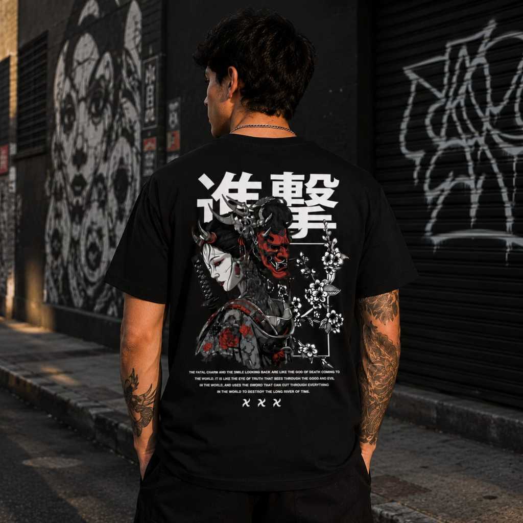 Camiseta Masculina Básica Estilo Streetwear Estampada Samurai Spirit Linha Premium 100% Algodão Confortável Academia