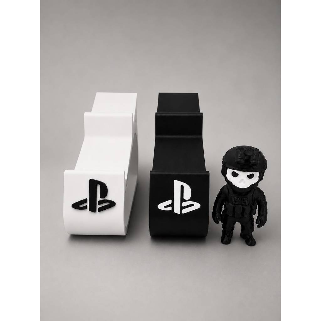 Suporte Para 2 Controles PS5/PS4  Branco e Preto Base Compacta Em Alto Relevo Decoração Gamer