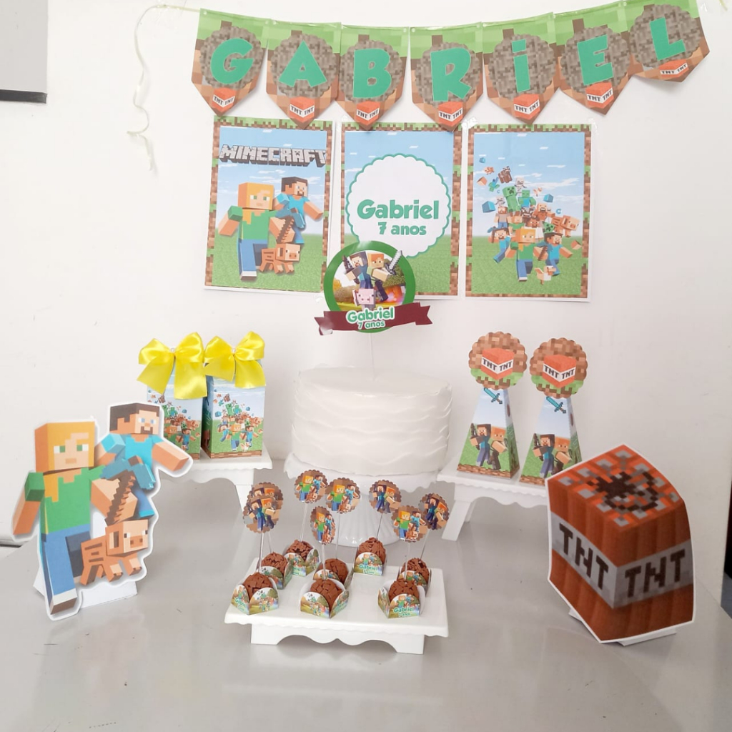 Kit Só  Um bolinho MInecraft  | Personalizado Festa Aniversário Lembrancinha Mesversário|
