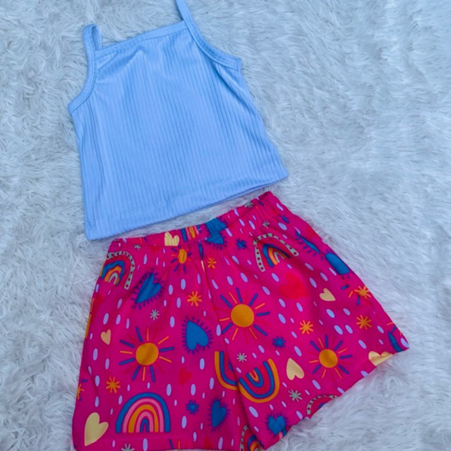 conjunto infantil e juvenil baby camiseta e short basico pro dia a dia cores viva estampas váriadas super confortavel