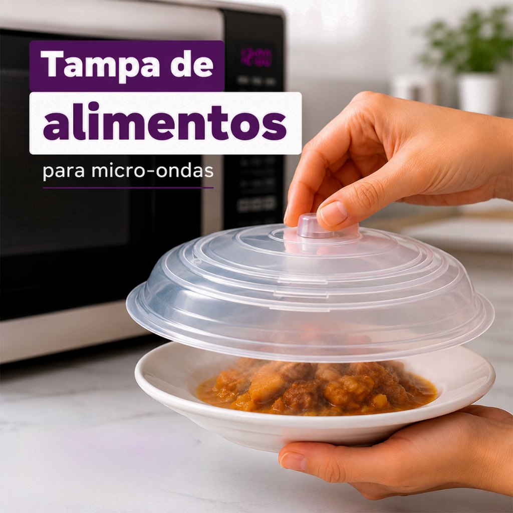 Tampa de Micro Ondas Protetora de Alimentos Livre de BPA Plástico 25,7cm