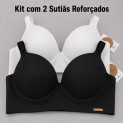 Kit C/ 2 Sutiãs Reforçados Microfibra com Bojo - Lingerie Tamanhos P ao GG