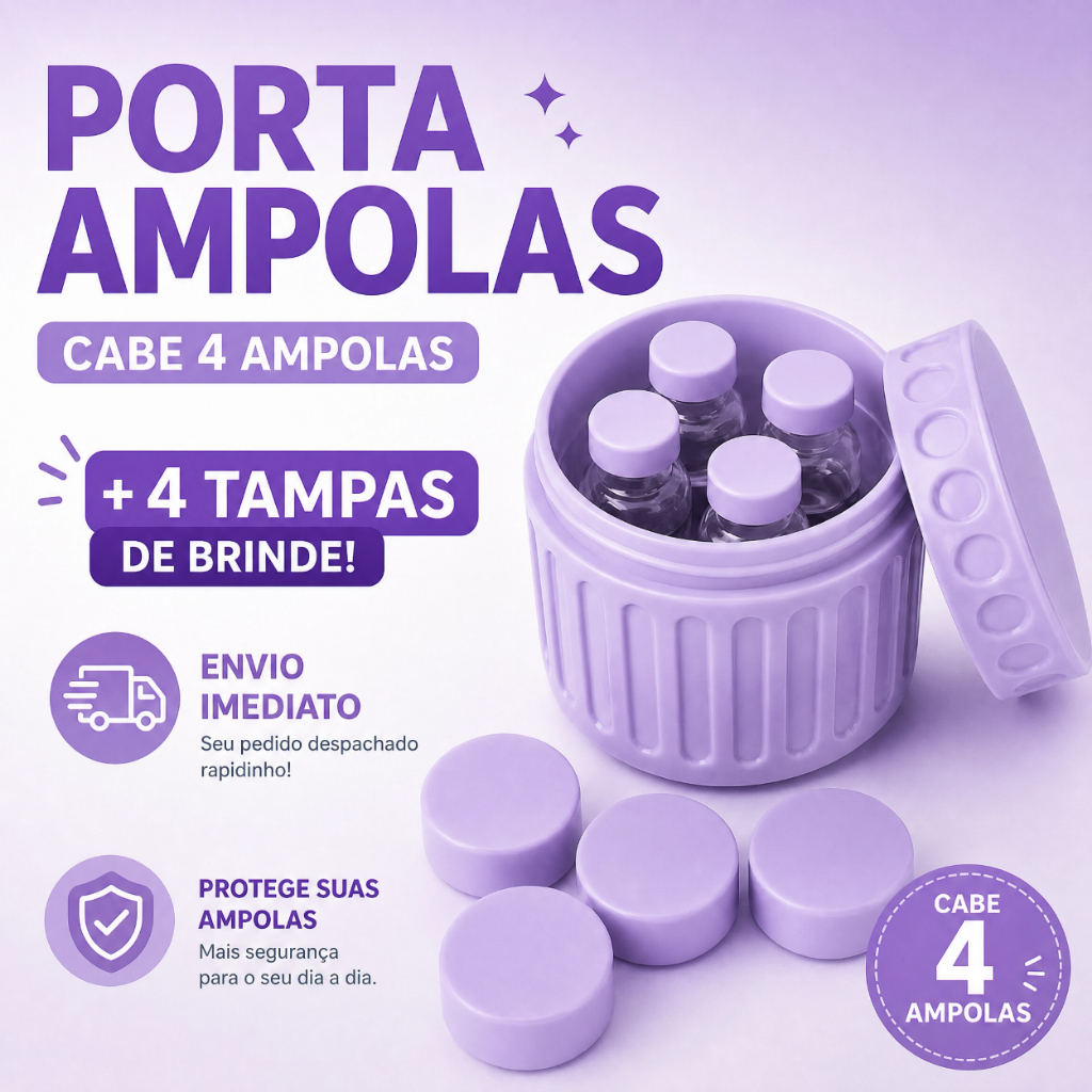 Porta Ampolas TG 3ml tizer Para 4 Unidades + 4 Tampas Grátis | Envio Rápido | Estojo Organizador Rígido Seguro Tirze TG