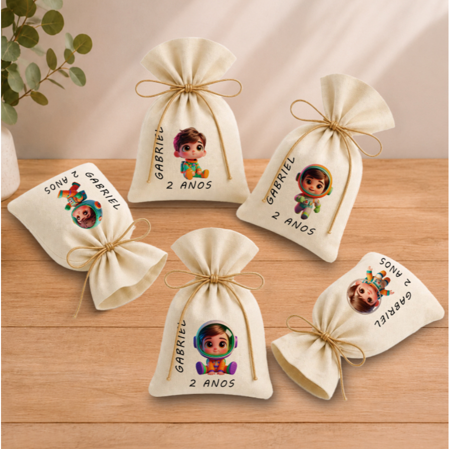 Kit 20 Saquinhos Lembrancinha Personalizada Festa Infantil Aniversário Astronauta Menino Sortido 11x17