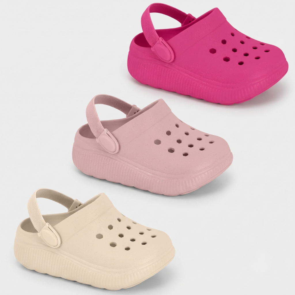 Sandália Clog Infantil Molekinha Menina Plataforma Glitter Original