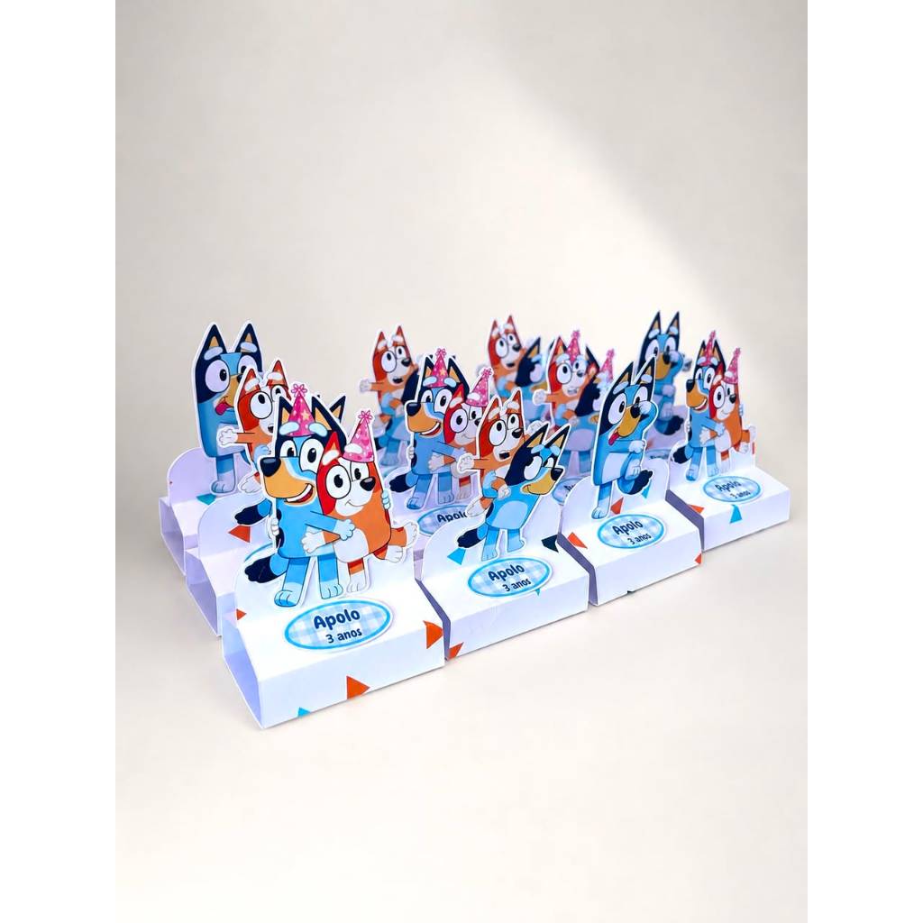 Porta Bis Duplo Bluey Personalizado - Já Montado - Lembrancinha de Aniversário Infantil