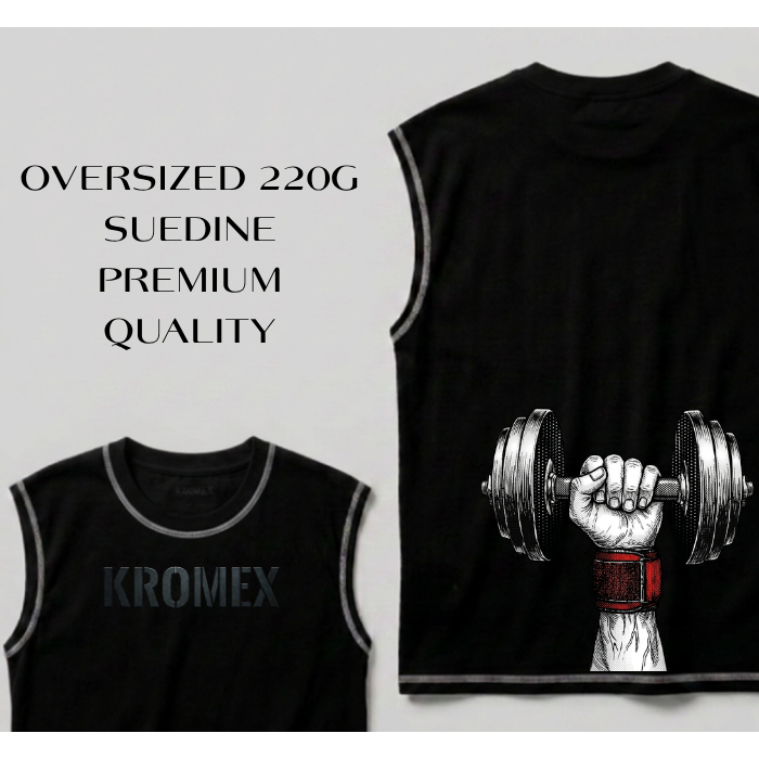 Camiseta Regata Oversized Masculina Premium Streetwear Academia Suedine 220g Confortável