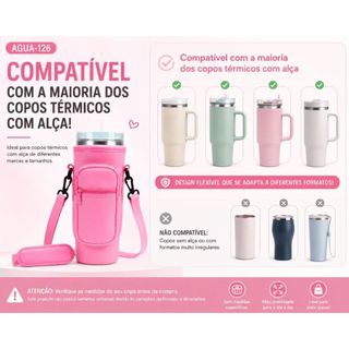 Porta Copo Térmico com Alça e Bolso  | Suporte para Garrafa e Copo com Alça Ajustável AGU…