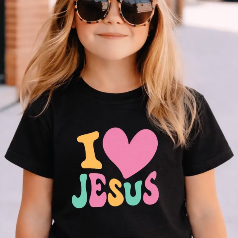 Camiseta Infantil Roupa Criança Estampada Religiosa Colorida Y Love Jesus