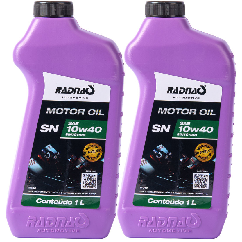 Kit 2L Óleo De Motor 10W40 API SN Sintético Radnaq 1 Litro