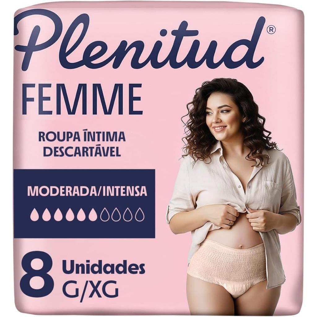 Plenitud Femme Fralda / Roupa Íntima G/XG c/ 8un ROSA EQ.1