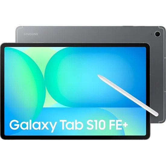 Tablet Samsung Tab S10 FE+ 5G com capa na cor cinza